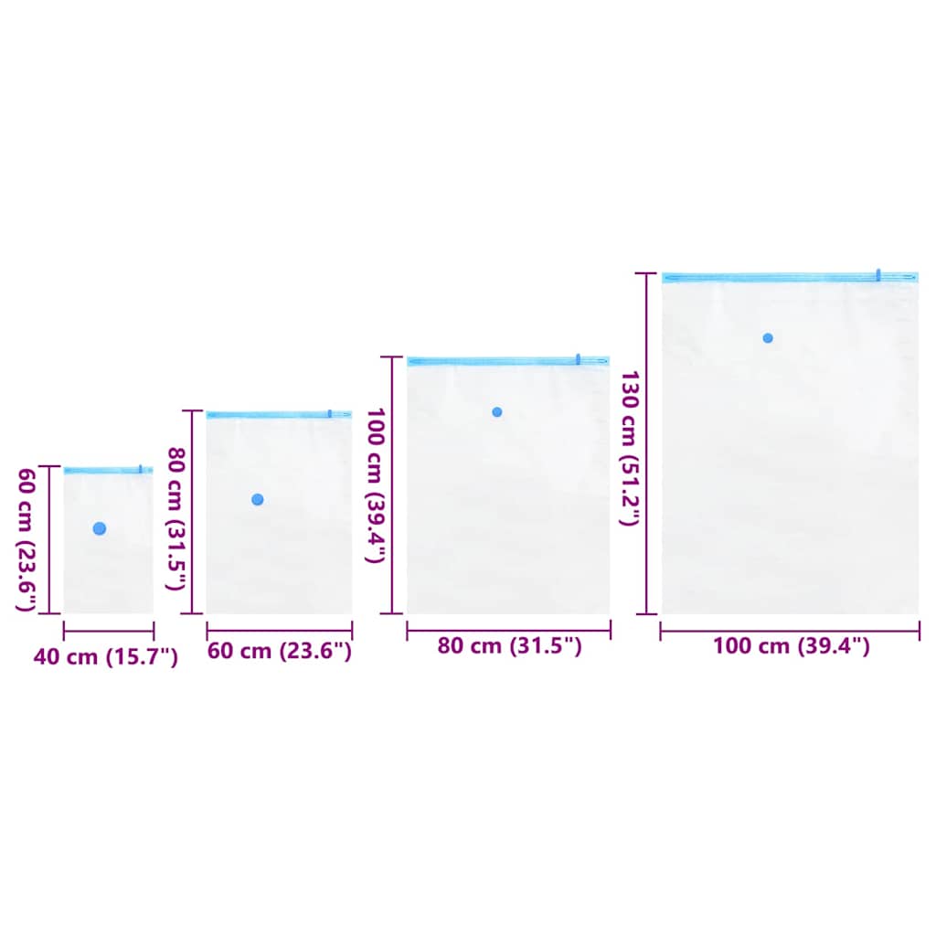 vidaXL Storage Bags 15 pcs Transparent and Blue 130 x 100 cm