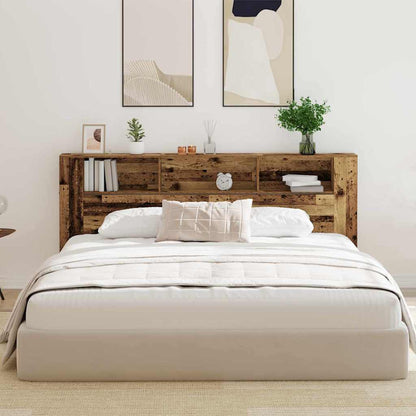 vidaXL Headboard Cabinet with Shelf Old Wood 220 x 18.5 x 102.5 cm
