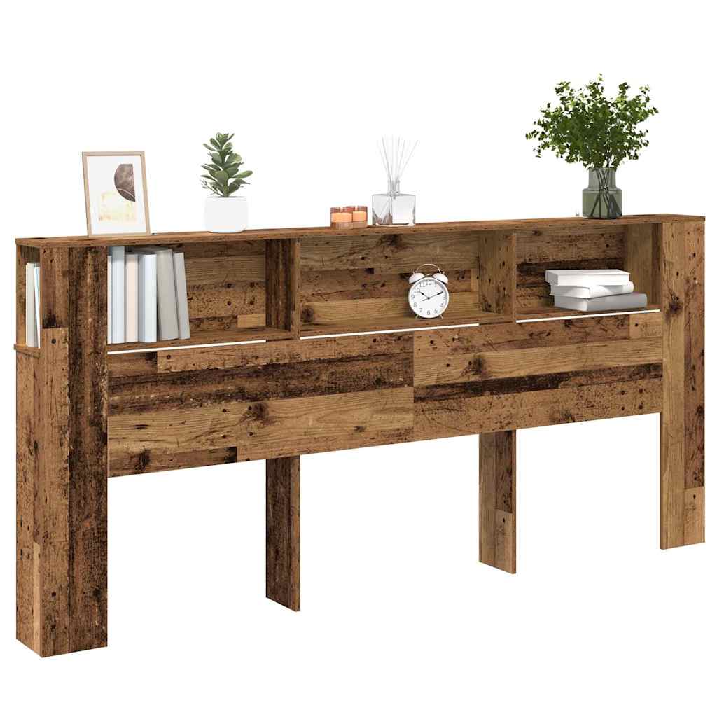 vidaXL Headboard Cabinet with Shelf Old Wood 220 x 18.5 x 102.5 cm