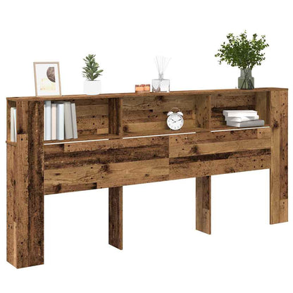 vidaXL Headboard Cabinet with Shelf Old Wood 220 x 18.5 x 102.5 cm