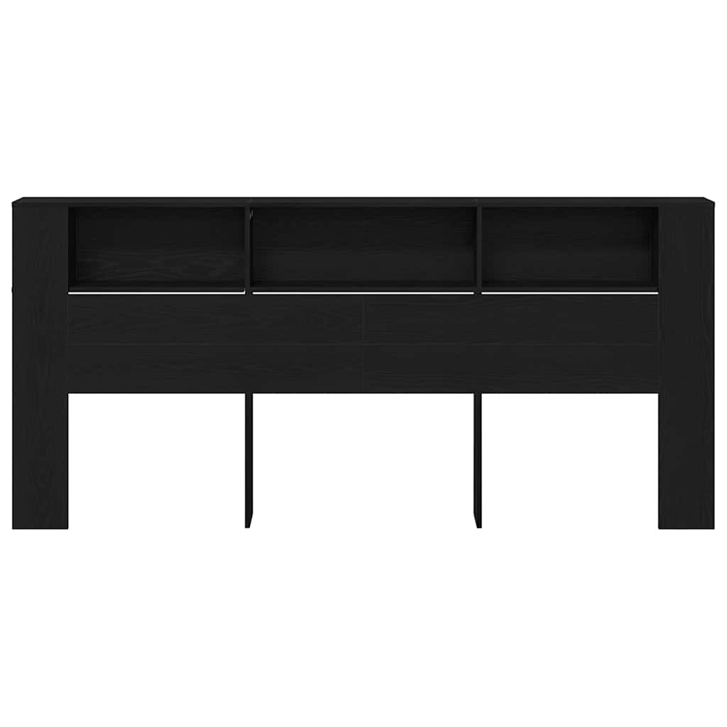 vidaXL Headboard Cabinet with Shelf Black Oak 220 x 18.5 x 102.5 cm