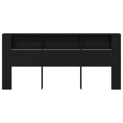 vidaXL Headboard Cabinet with Shelf Black Oak 220 x 18.5 x 102.5 cm