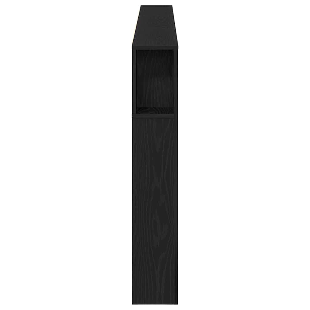 vidaXL Headboard Cabinet with Shelf Black Oak 220 x 18.5 x 102.5 cm