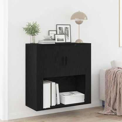 vidaXL Wall Cabinet Black Oak 80 x 33 x 80 cm Engineered Wood