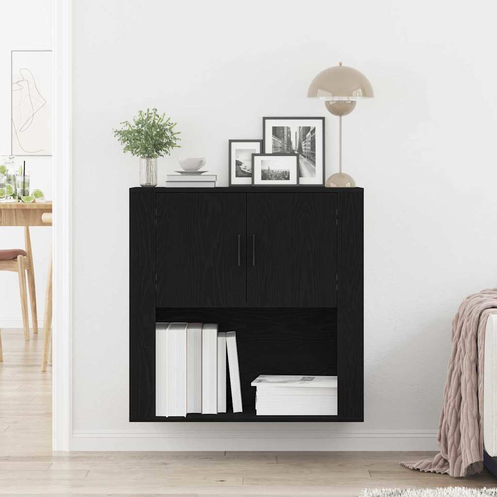 vidaXL Wall Cabinet Black Oak 80 x 33 x 80 cm Engineered Wood