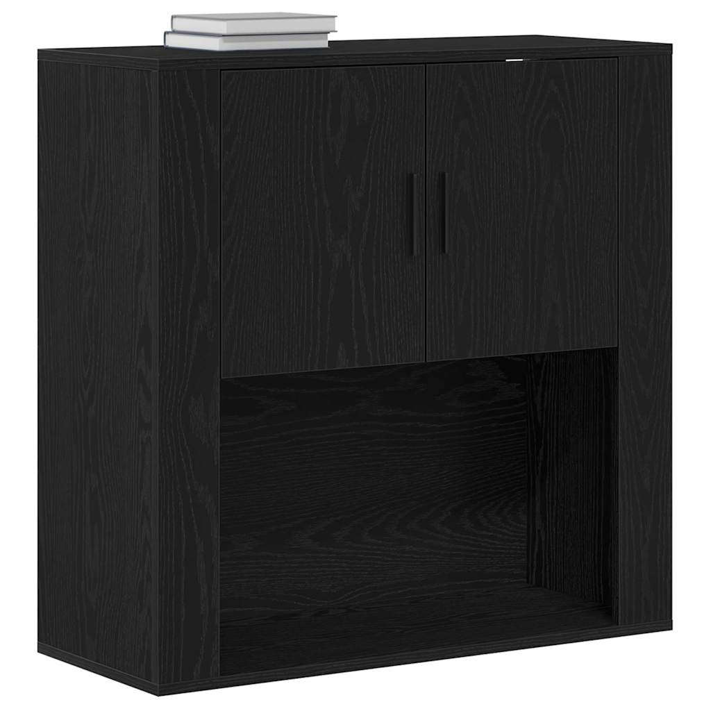 vidaXL Wall Cabinet Black Oak 80 x 33 x 80 cm Engineered Wood
