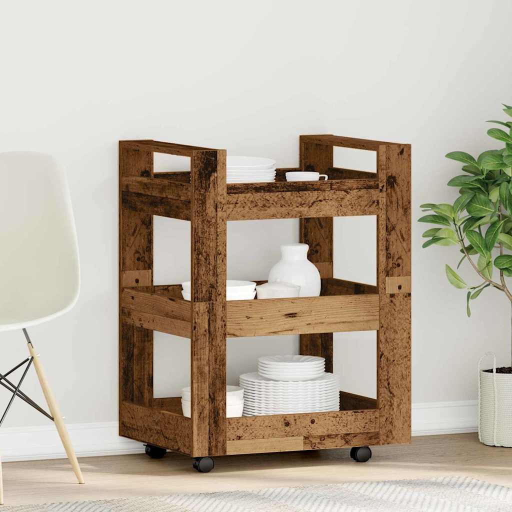 vidaXL Kitchen Trolley Oak Wood 60 x 45 x 80 cm Engineered Wood