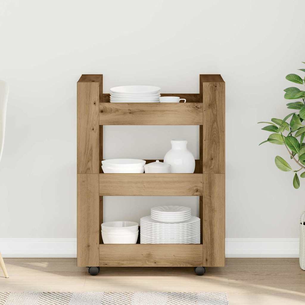 vidaXL Kitchen Trolley Artisan Oak 60 x 45 x 80 cm Engineered Wood