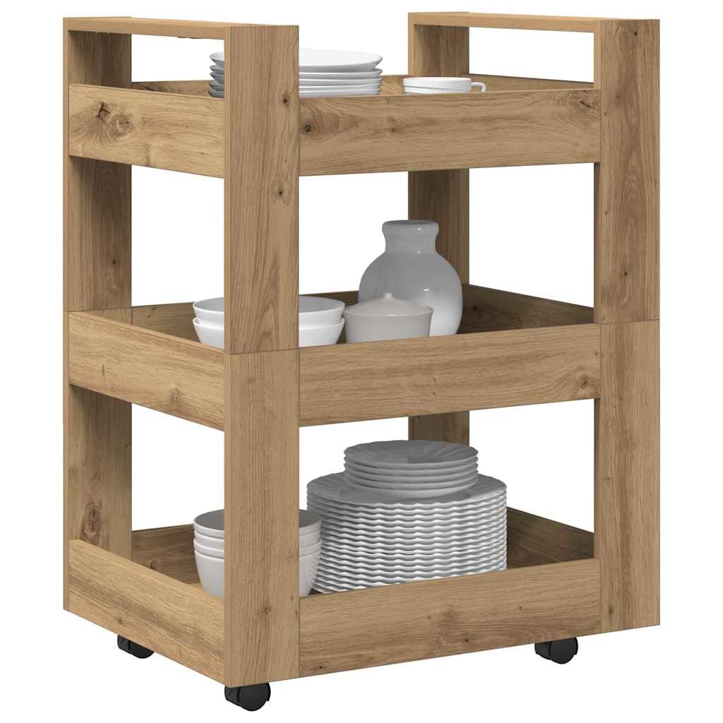 vidaXL Kitchen Trolley Artisan Oak 60 x 45 x 80 cm Engineered Wood