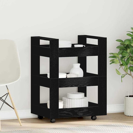 vidaXL Kitchen Trolley Black Oak 60 x 45 x 80 cm Engineered Wood