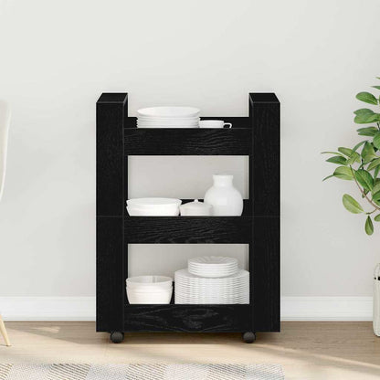vidaXL Kitchen Trolley Black Oak 60 x 45 x 80 cm Engineered Wood