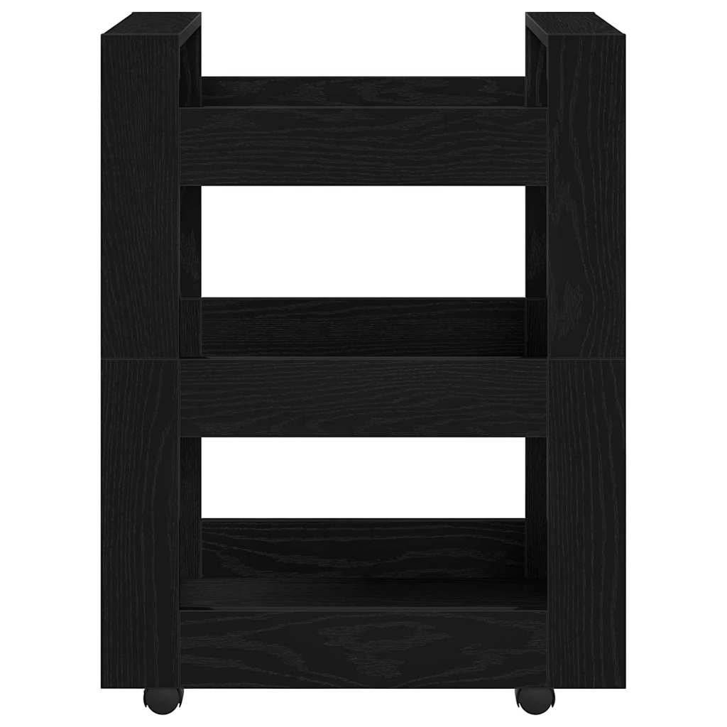 vidaXL Kitchen Trolley Black Oak 60 x 45 x 80 cm Engineered Wood