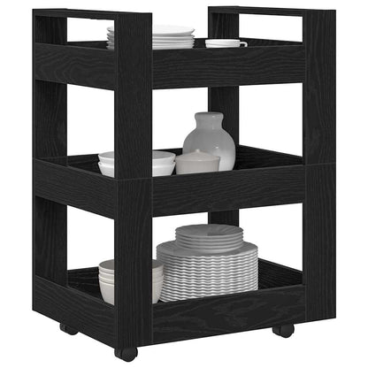 vidaXL Kitchen Trolley Black Oak 60 x 45 x 80 cm Engineered Wood