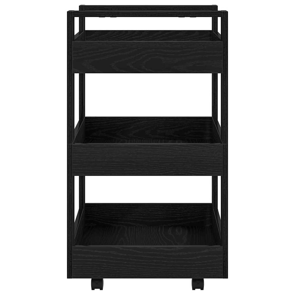 vidaXL Kitchen Trolley Black Oak 60 x 45 x 80 cm Engineered Wood