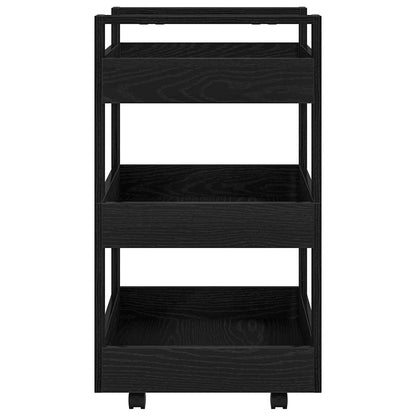 vidaXL Kitchen Trolley Black Oak 60 x 45 x 80 cm Engineered Wood