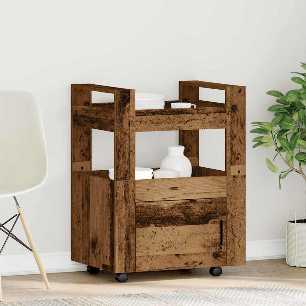 vidaXL Kitchen Trolley Old wood 60 x 45 x 80 cm Engineered wood