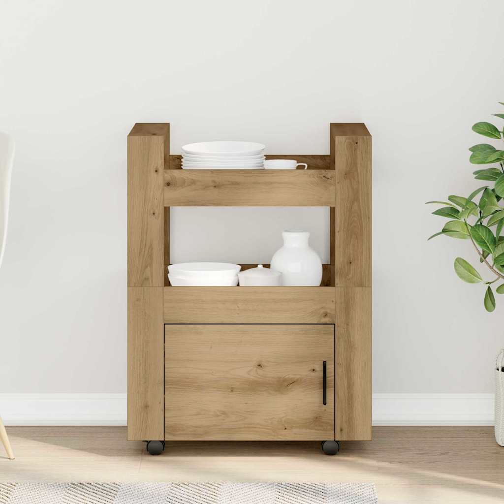 vidaXL Kitchen Trolley Artisan oak 60 x 45 x 80 cm Engineered wood