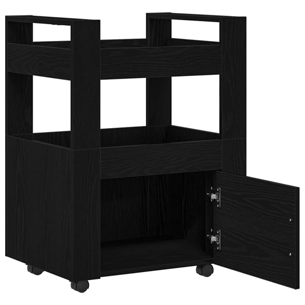 vidaXL Kitchen Trolley Black oak 60 x 45 x 80 cm Engineered wood