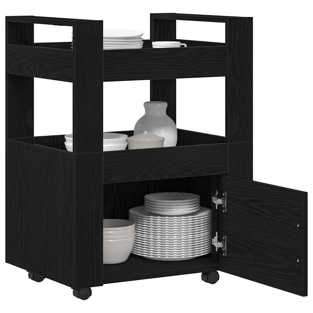 vidaXL Kitchen Trolley Black oak 60 x 45 x 80 cm Engineered wood