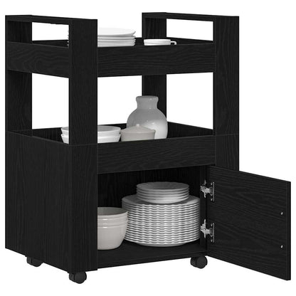vidaXL Kitchen Trolley Black oak 60 x 45 x 80 cm Engineered wood
