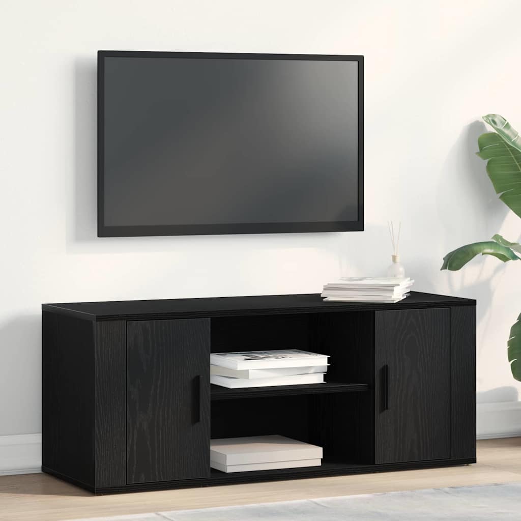 vidaXL TV Cabinet 100 x 35 x 40 cm Black oak Engineered wood