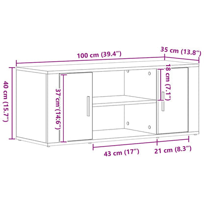 vidaXL TV Cabinet 100 x 35 x 40 cm Black oak Engineered wood