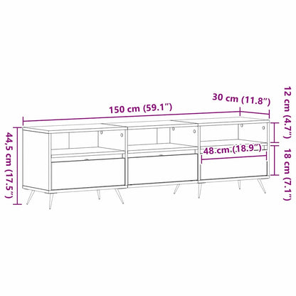 vidaXL TV Cabinet Old wood 150 x 30 x 44.5 cm Engineered wood