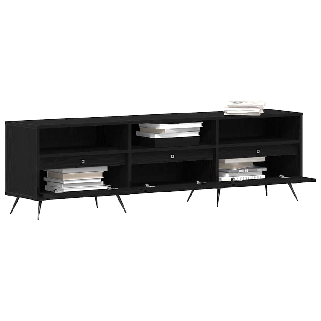 vidaXL TV Cabinet Black oak 150 x 30 x 44.5 cm Engineered wood