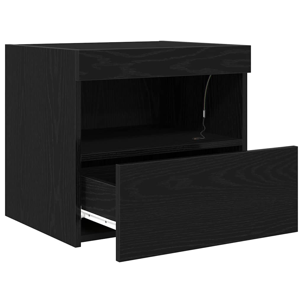 vidaXL Bedside Cabinet Black Oak 50 x 40 x 45 cm Engineered Wood