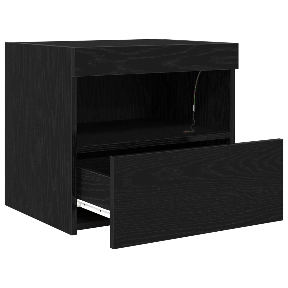 vidaXL Bedside Cabinet Black Oak 50 x 40 x 45 cm Engineered Wood