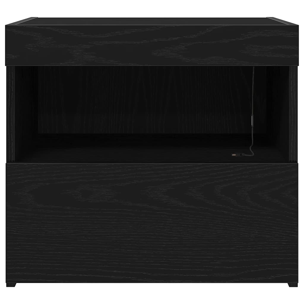 vidaXL Bedside Cabinet Black Oak 50 x 40 x 45 cm Engineered Wood