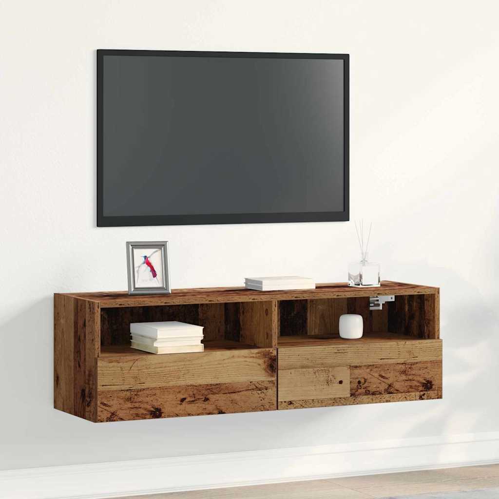 vidaXL TV Wall Cabinet Old wood 100 x 30 x 30 cm Engineered Wood