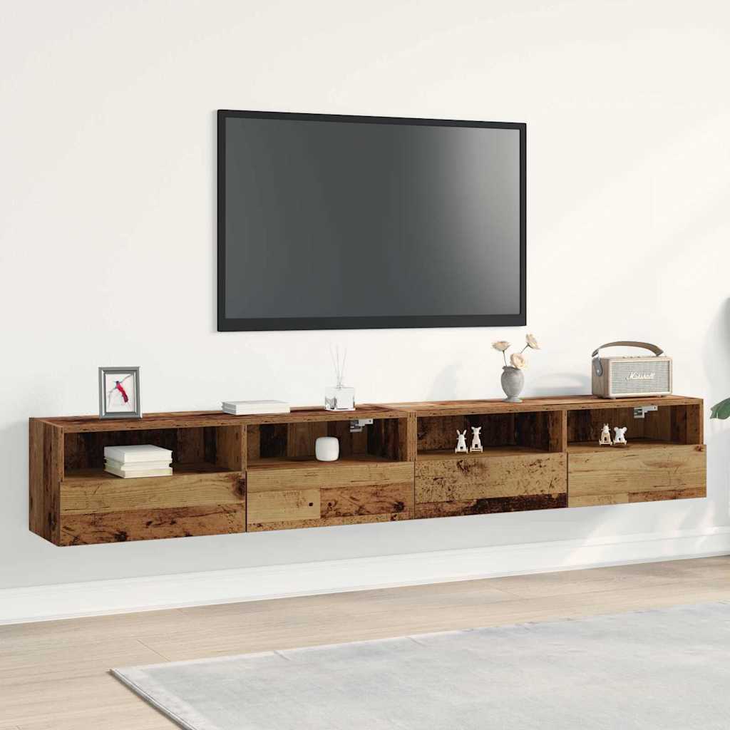vidaXL TV Wall Cabinet 2 pcs Old Wood 100 x 30 x 30 cm Engineered Wood