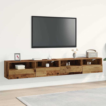 vidaXL TV Wall Cabinet 2 pcs Old Wood 100 x 30 x 30 cm Engineered Wood