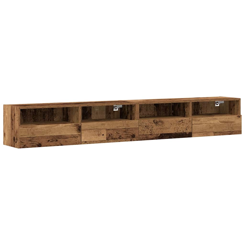 vidaXL TV Wall Cabinet 2 pcs Old Wood 100 x 30 x 30 cm Engineered Wood