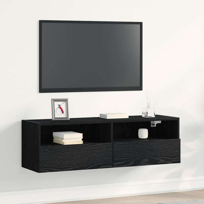vidaXL TV Wall Cabinet 100 x 30 x 30 cm Black Oak Engineered Wood