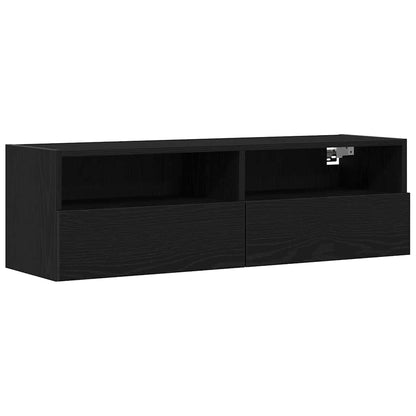 vidaXL TV Wall Cabinet 100 x 30 x 30 cm Black Oak Engineered Wood