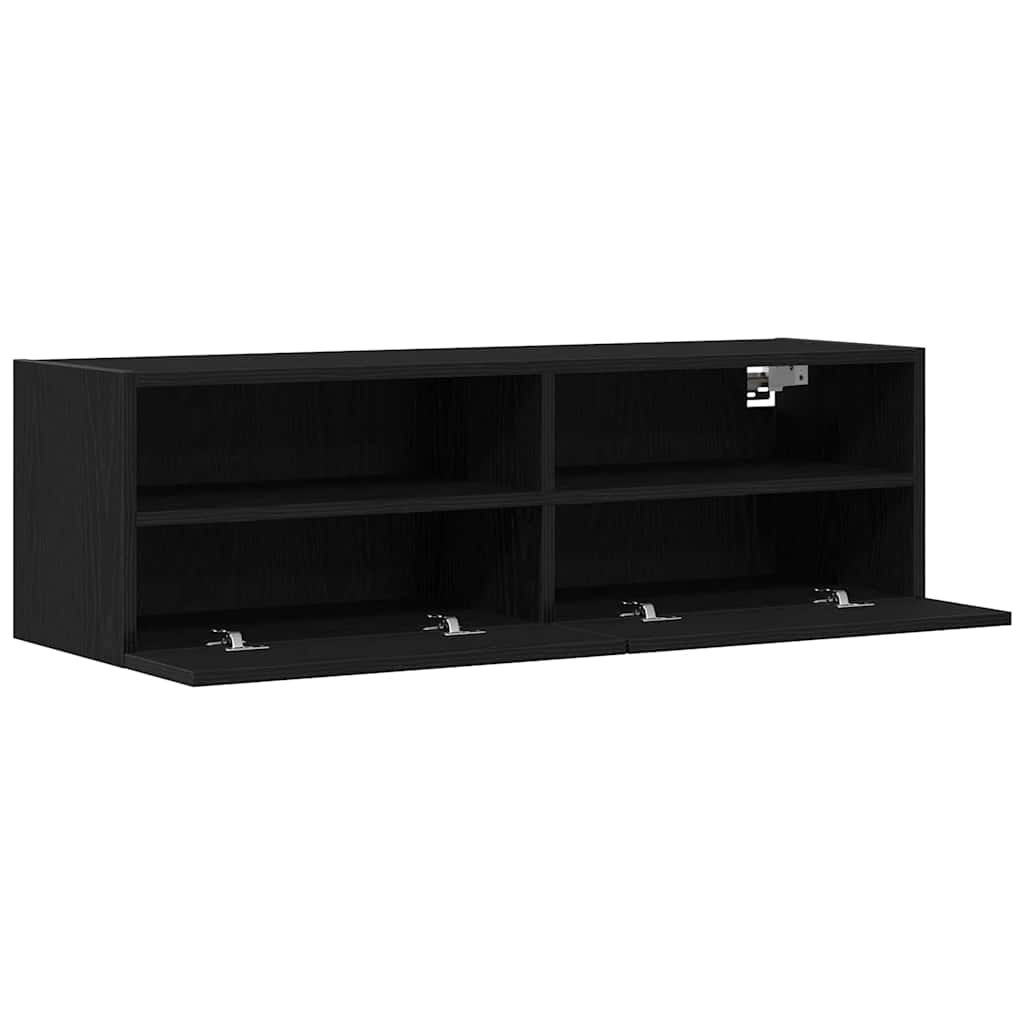 vidaXL TV Wall Cabinet 100 x 30 x 30 cm Black Oak Engineered Wood