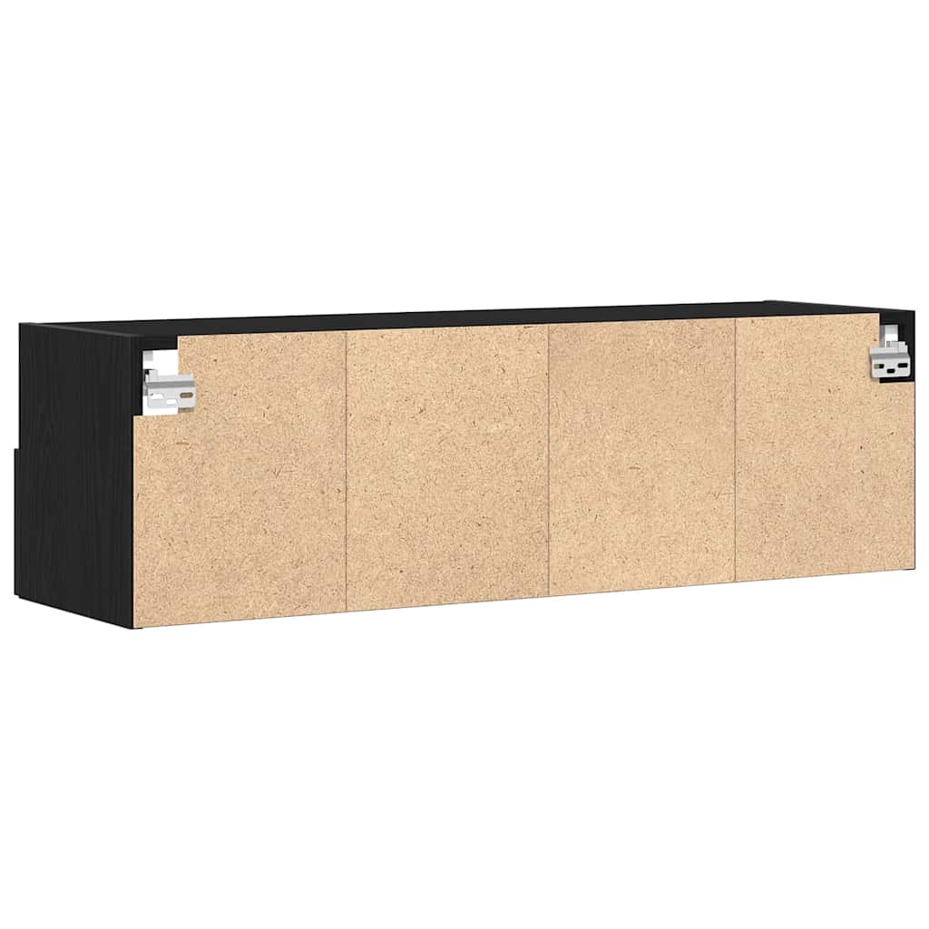 vidaXL TV Wall Cabinet 100 x 30 x 30 cm Black Oak Engineered Wood