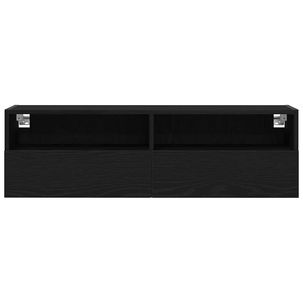 vidaXL TV Wall Cabinet 100 x 30 x 30 cm Black Oak Engineered Wood