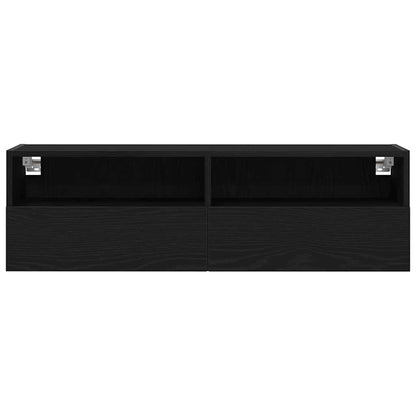 vidaXL TV Wall Cabinet 100 x 30 x 30 cm Black Oak Engineered Wood