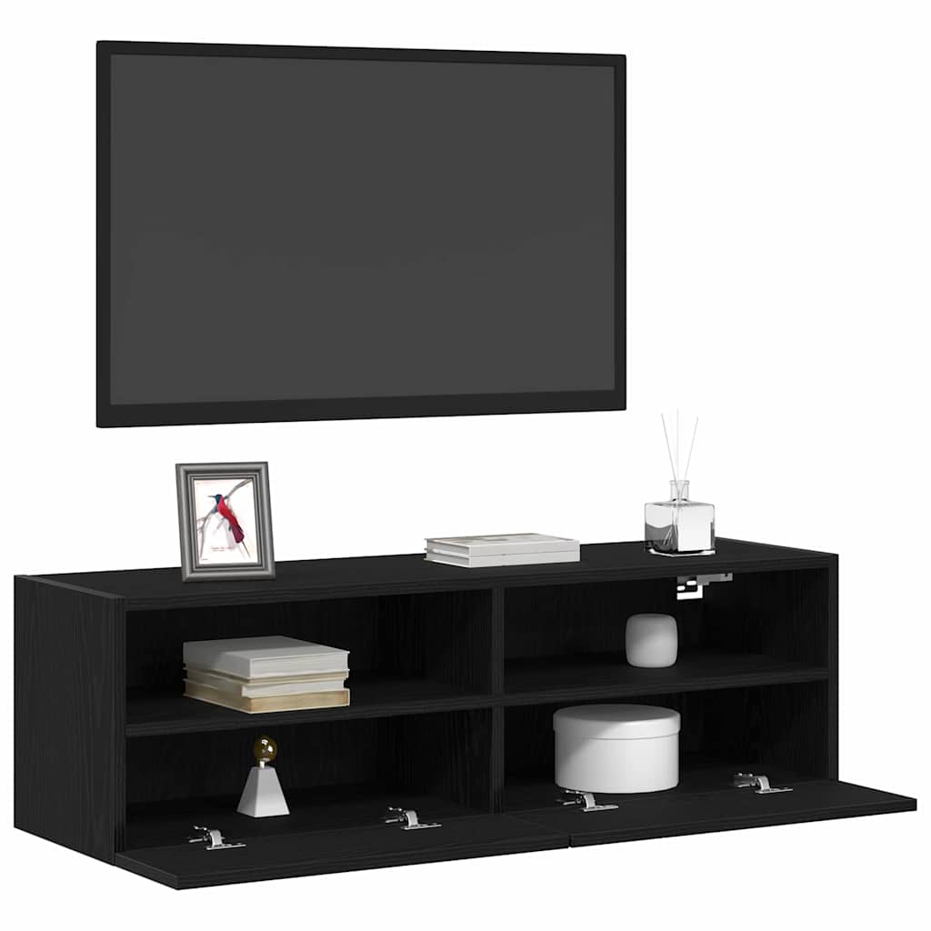 vidaXL TV Wall Cabinet 100 x 30 x 30 cm Black Oak Engineered Wood
