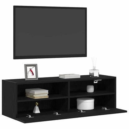 vidaXL TV Wall Cabinet 100 x 30 x 30 cm Black Oak Engineered Wood