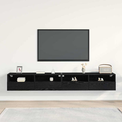 vidaXL TV Wall Cabinet Wall-mounted 2 pcs Black oak 100 x 30 x 30 cm