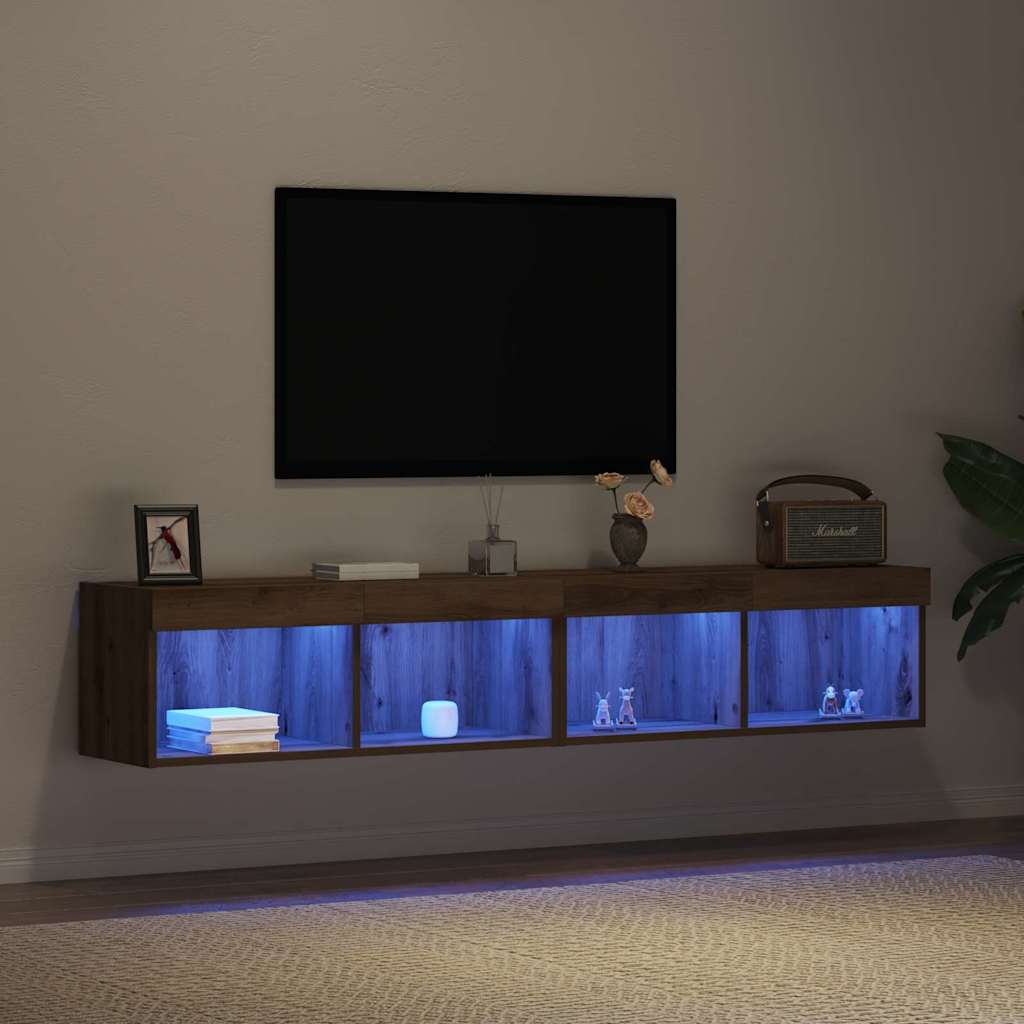 vidaXL TV Cabinet Set with LED 2 pcs Artisan Oak 80 x 30 x 30 cm