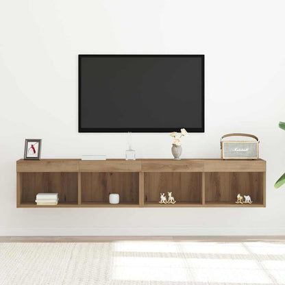 vidaXL TV Cabinet Set with LED 2 pcs Artisan Oak 80 x 30 x 30 cm