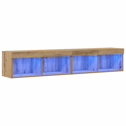 vidaXL TV Cabinet Set with LED 2 pcs Artisan Oak 80 x 30 x 30 cm