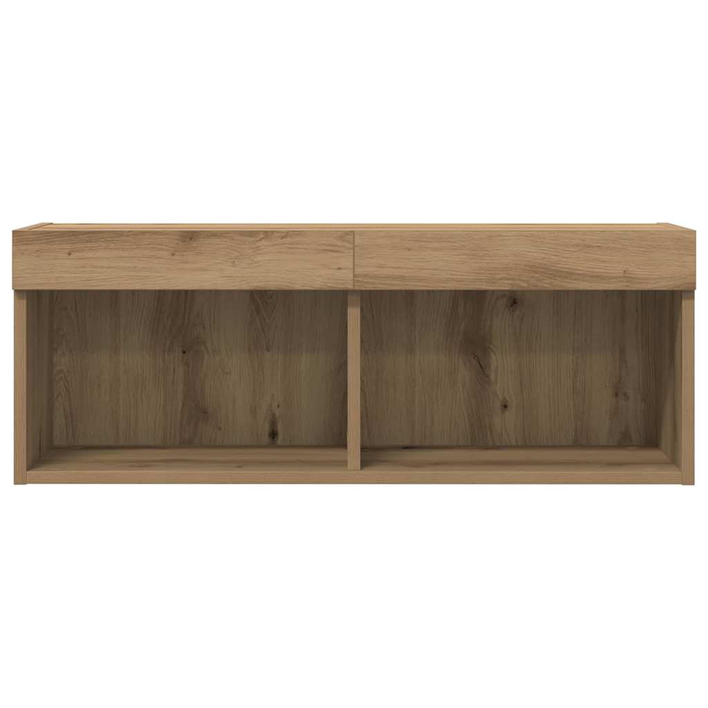 vidaXL TV Cabinet Set with LED 2 pcs Artisan Oak 80 x 30 x 30 cm