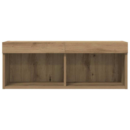vidaXL TV Cabinet Set with LED 2 pcs Artisan Oak 80 x 30 x 30 cm
