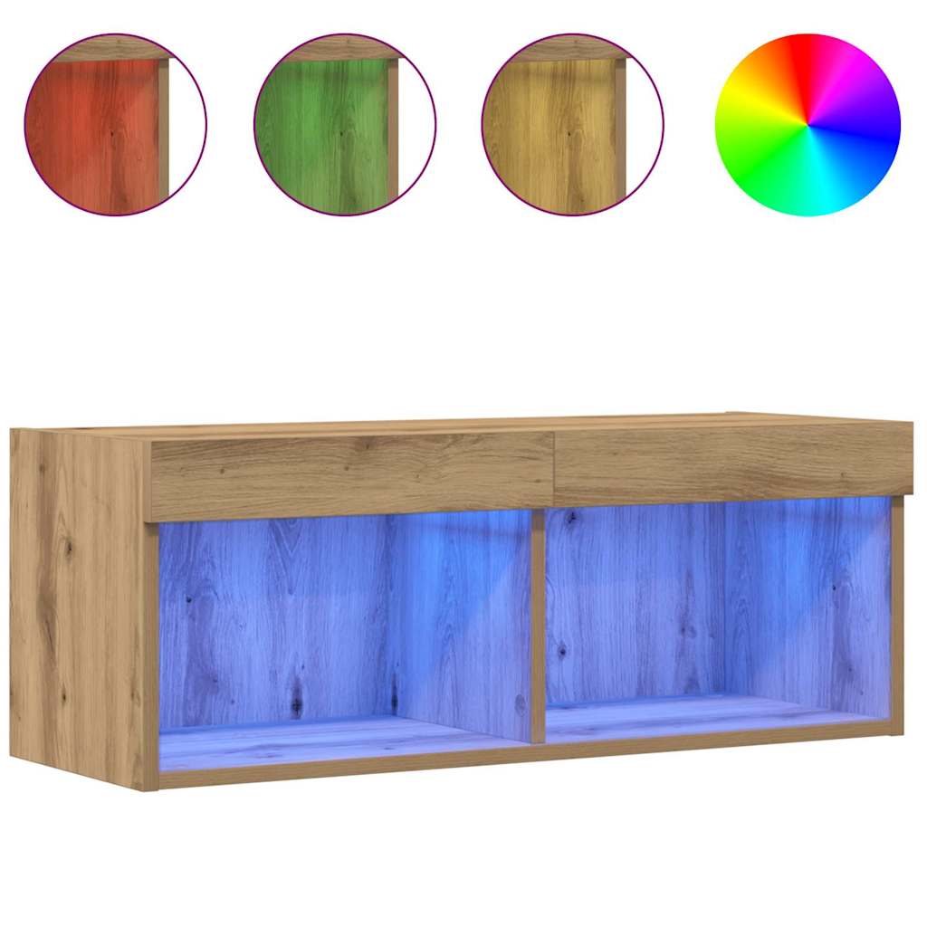 vidaXL TV Cabinet Set with LED 2 pcs Artisan Oak 80 x 30 x 30 cm